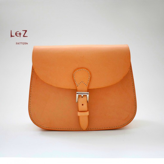 Trapezium Pattern Leather Satchel Crossbody Saddle Bag 