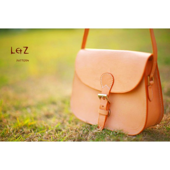 Trapezium Pattern Leather Satchel Crossbody Saddle Bag 