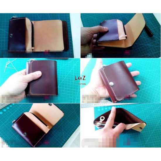 bag sewing patterns short wallet patterns PDF CDS-02 LZpattern design leather craft leather working leather working patterns bag sewing