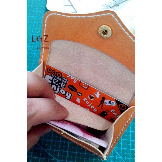 With instruction-change purse patterns PDF CLD-01 LZpattern design leather art leather craft patterns card case pattern hand stitched key holder change purse