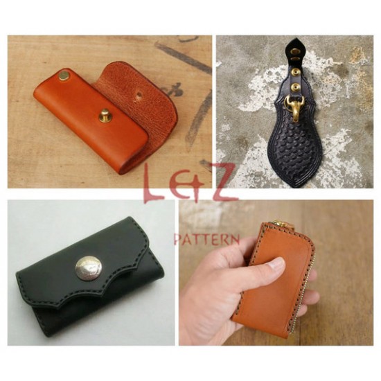 Leather Key Holder PDF Pattern. Leather Key Pouch. Key Bag. 