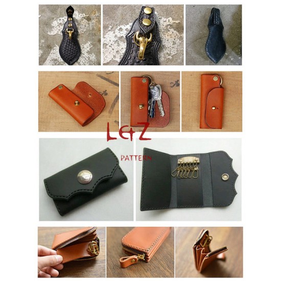 Leather Key Holder PDF Pattern. Leather Key Pouch. Key Bag. 